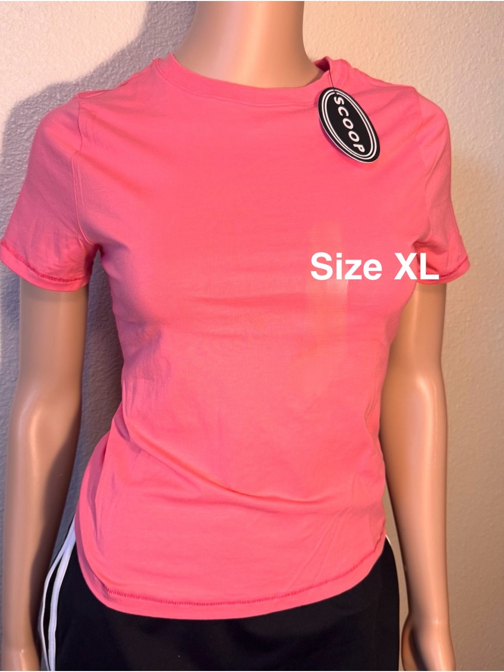 Scoop Women’s Stretch Cotton Blend Baby Tee with Short Sleeves, Size XL